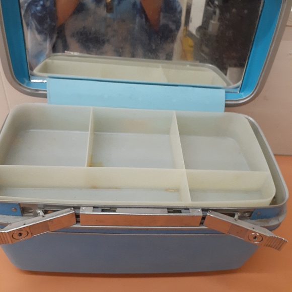 VTG SAMSONITE COSMETIC TRAIN CASE BLUE IT'S A BOY Makeup Luggage - Picture 10 of 12